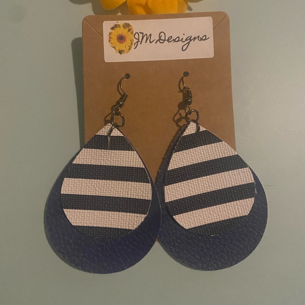 Blue and white earrings